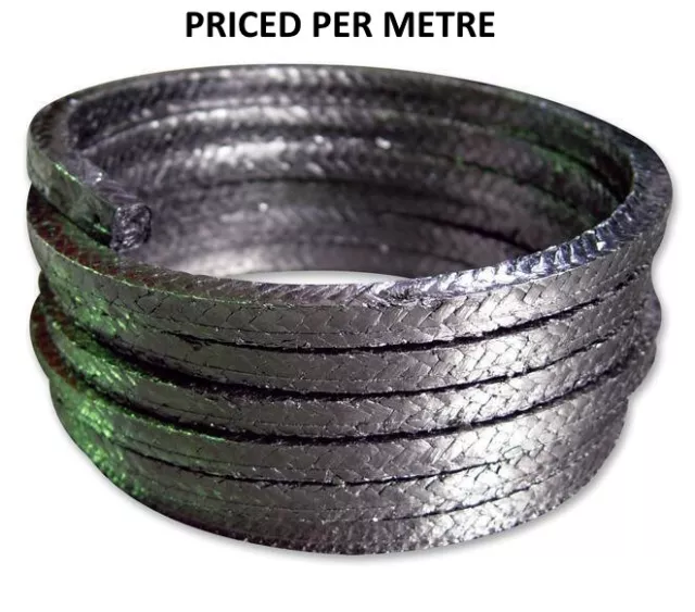 Gland Packing Graphite Seal Cord Rope for Pump & Valve Shaft Stem Sizes by Meter