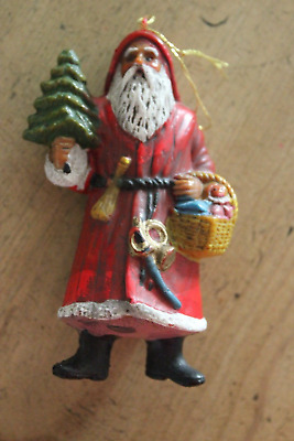 Old World Santa Christmas Ornament Hard Plastic 4" tall