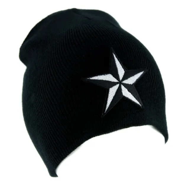 BLACK & WHITE Nautical Star Beanie Knit Cap Hat Rockabilly Pin up ...
