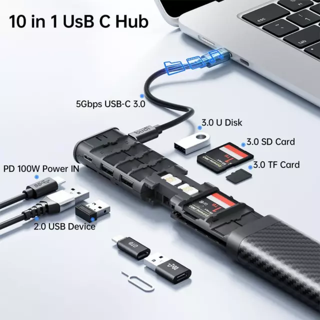 10-in-1-USB-C-Typ-C-Hub-Ethernet-Multiport-Adapter Hot A8