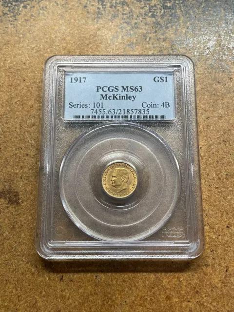 1917 $1 gold McKinley President COMMEMORATIVE US Type coin PCGS MS63 5000 minted