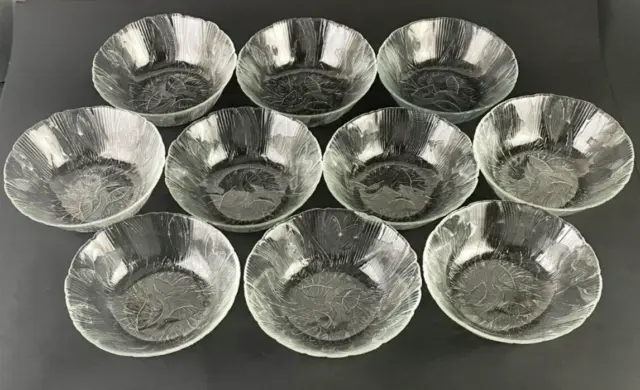 Set of 10 Arcoroc Canterbury Crocus 6" Clear Glass Salad Cereal Snack Bowls