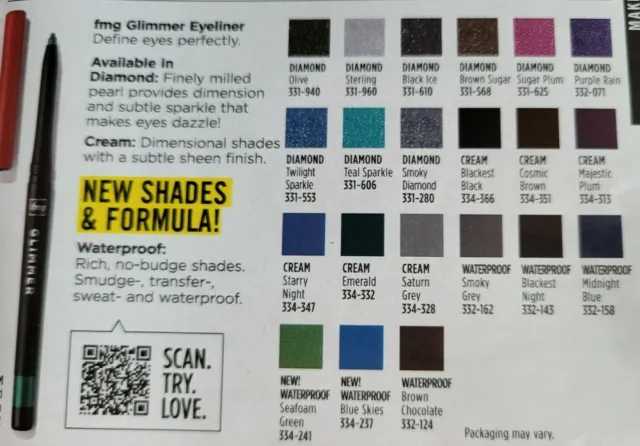 Avon Fmg Glimmer (Waterproof) Eye Liner-New -Choose Color & Quantity