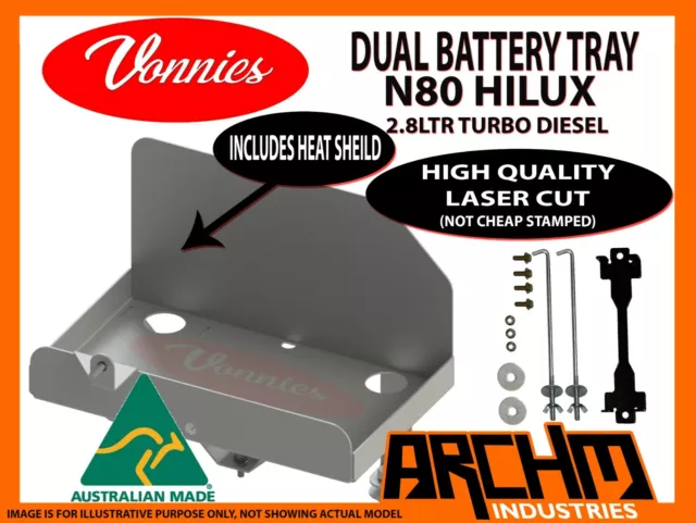 Dual Battery Tray System For Toyota N80 Hilux 2.8Td 7/2015-On Vonnies Kit