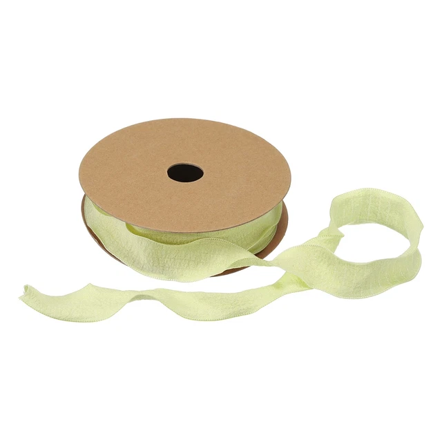 Cinta satinada de doble volante de 1 pulgada 10 yardas verde claro color liso