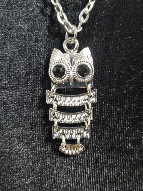 Silver Toned Owl Pendant on 28" Chain Necklace - COSTUME FASHION JEWELRY