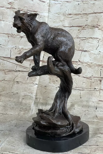 Signed Original artwork by Miguel Lopez or Milo Hand Made bronze Cougar Statue