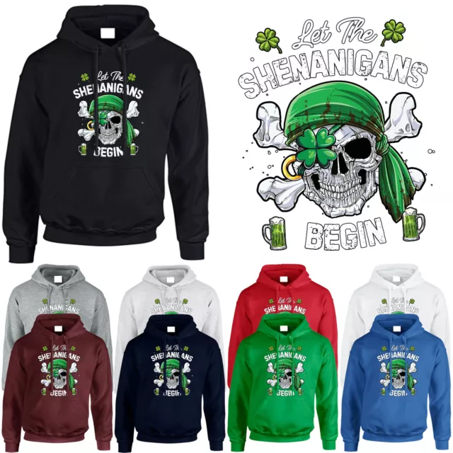 Felpa con cappuccio uomo giorno di San Patrizio Let the Shenanigans Begin donna unisex felpa con cappuccio regalo