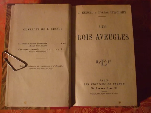 LES ROIS AVEUGLES - Joseph KESSELet  Hélène ISWOLSKY 1925 relié