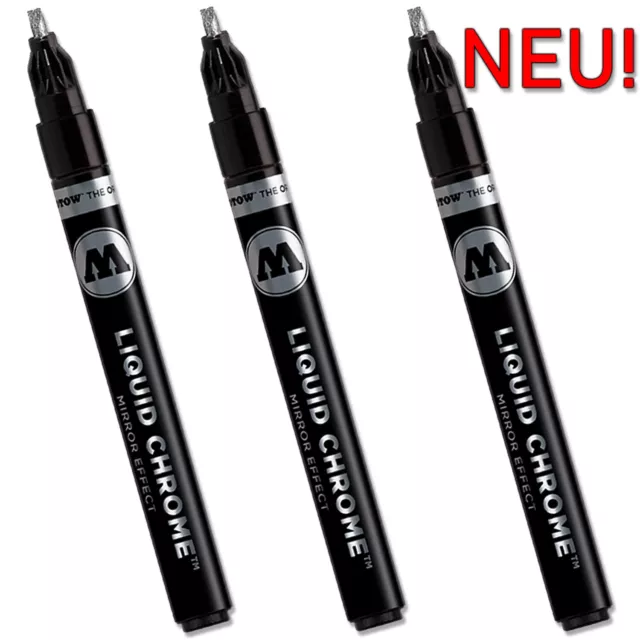 3x Molotow Liquid Chrome Marker 3mm Calligraphy Spiegel Effekt Lack Kalligrafie