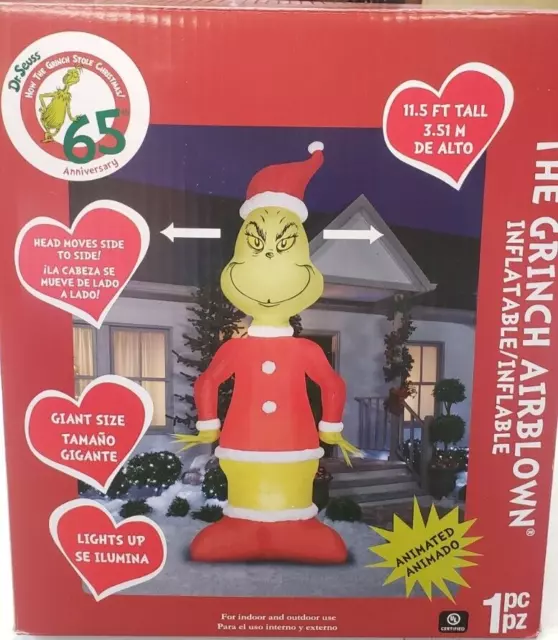 Gemmy 11.5ft Dr. Seuss Giant Animated Turning Head Grinch Christmas Inflatable