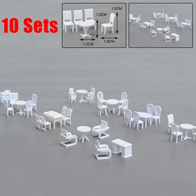10 ensembles de tables et de chaises délicates à l'échelle HO