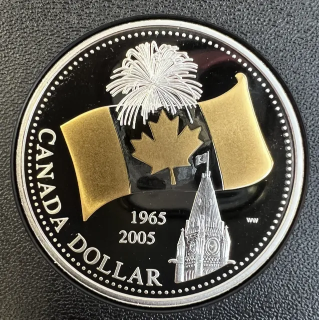 2005 Canada Gold Plated Silver Dollar 40th Anniversary Of Canada’s National Flag