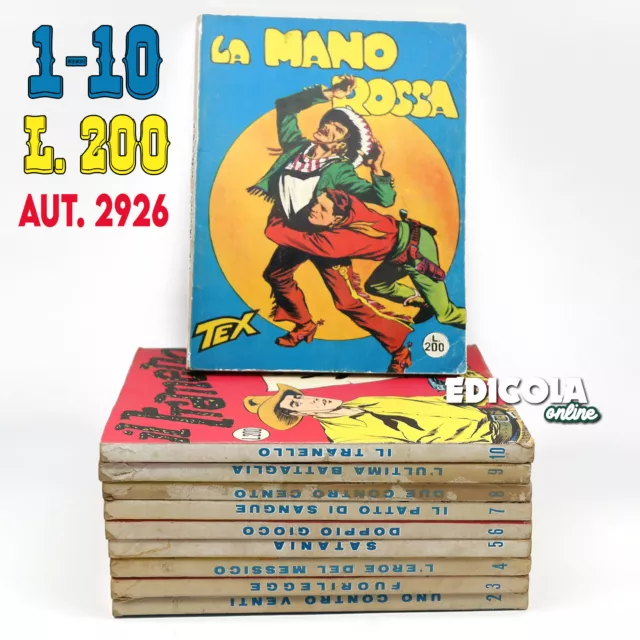 Fumetti Tex Willer numero serie n. 1/10 LA MANO ROSSA Originale £ 200 Lire 1964