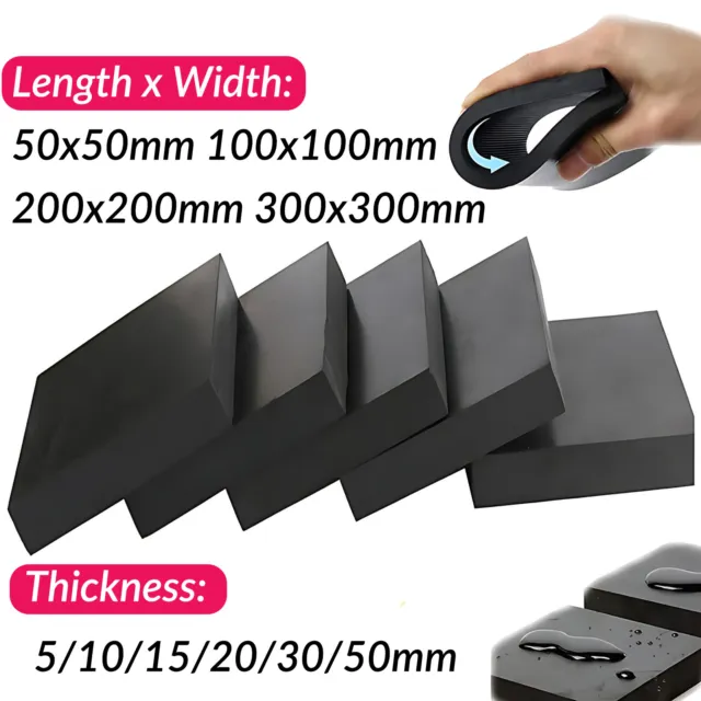 Black Rubber Sheets Pad 50x50mm 100x100mm 200x200mm Thick 5mm 10 15 20 30 50mm