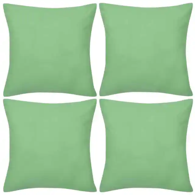 4 Apple Green Cushion Covers Cotton 50 x 50 cm