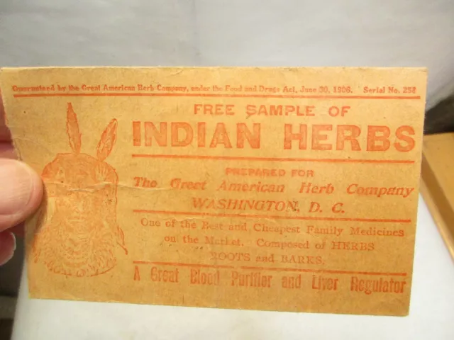 vintage Free Sample of Indian Herbs Envelope from Great American Herb Co. 2