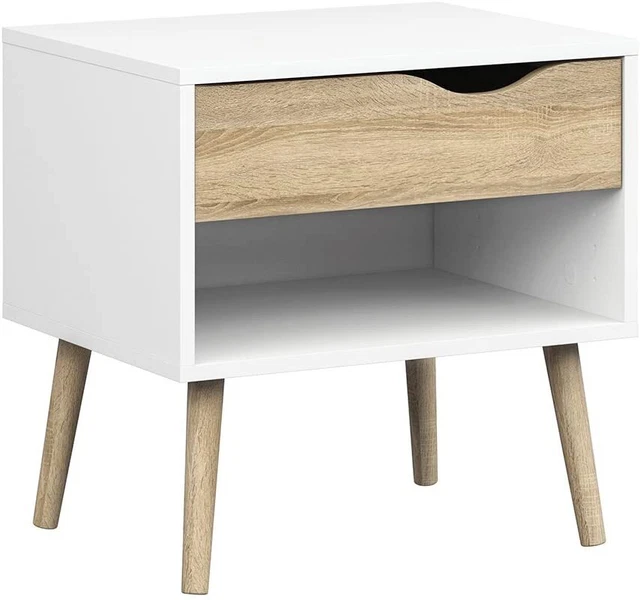 MOBILE KIT COMODINO 1C+VANO CAMERA DA LETTO 50x39x50cm OSLO BIANCO ROVERE