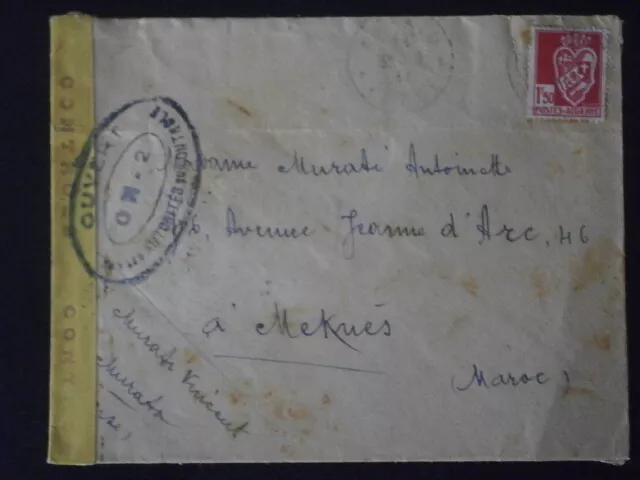 France Liberation Algerie Corse Murato Enveloppe Lettre Cover Censure Guerre War