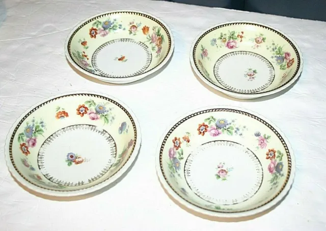 Koenigszelt Silesia Germany scalloped bowls set of 5 flower gold trim dish 5" 2