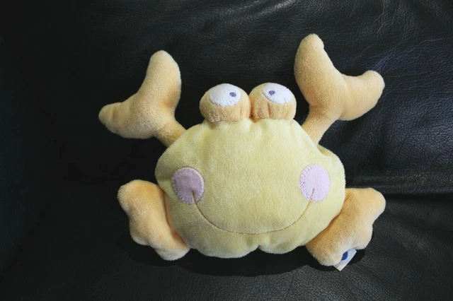 Doudou peluche crabe jaune et orange MOTS D'ENFANTS gros yeux comme neuf