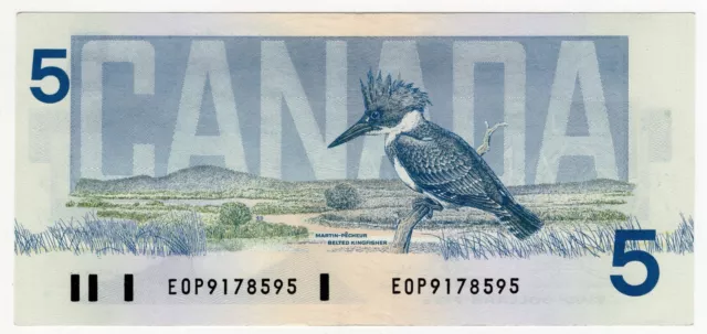 1986 Bank Of Canada Five 5 Dollar Banknote Blue Jay Eop 9178595 Nice Bill