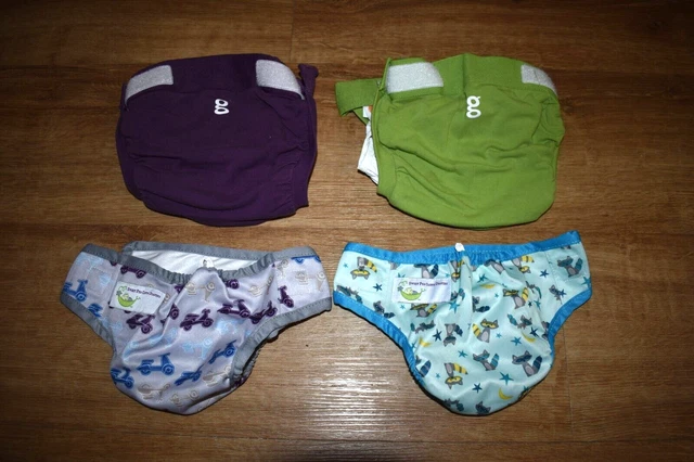 Lot o4 CLOTH DIAPER COVERS 2 newborn, 2 large G Diapers, Sweet Pea