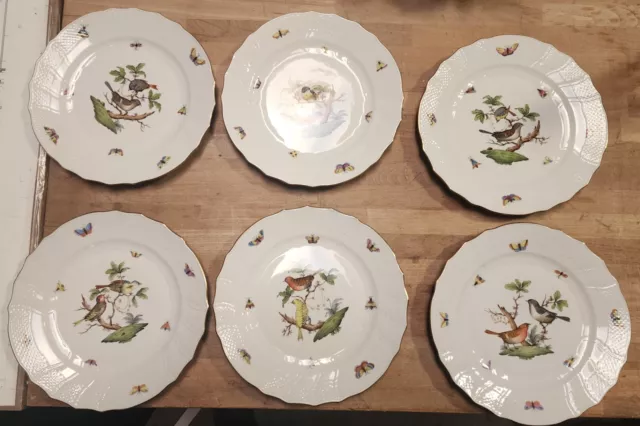 10 Vintage Herend Rothschild Bird Dinner Plate 10 1/4''