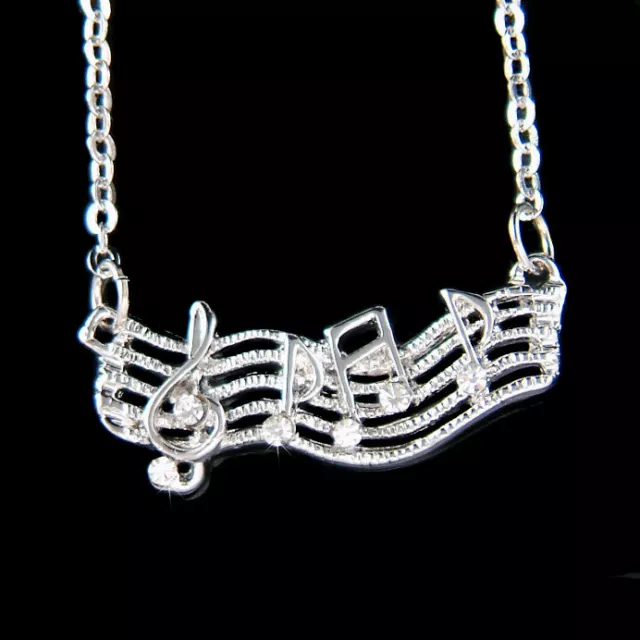 Triple G Clef ~ Avec Cristal Swarovski Musique Musical Note Collier Bijoux