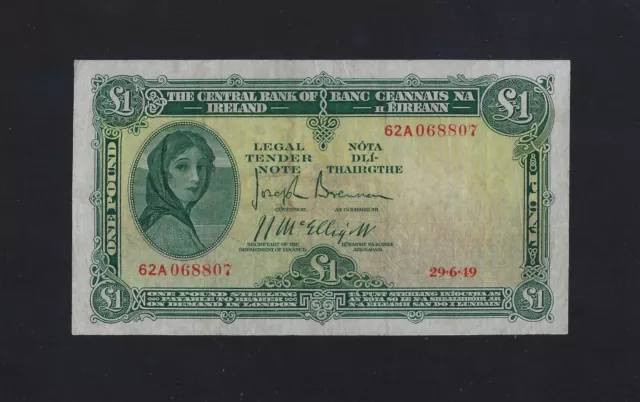 IRELAND REPUBLIC 1 Pound  1949 P-57  VF++  KEY DATE