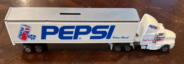 1995 GOLDEN WHEELS~PEPSI COLA SEMI TRUCK BANK~Die Cast Metal + Ships Free