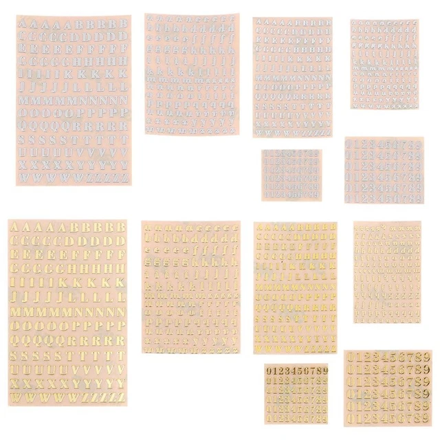 12 hojas pegatinas de resina, pegatinas de números de alfabeto pequeño para arte de resina, GliA9