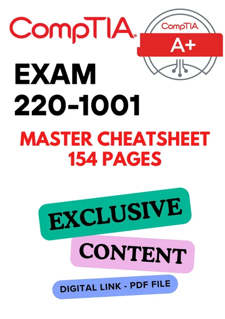 COMPTIA A+ MASTER Cheat Sheet - Exam 220-1001 - Question & Answers ...