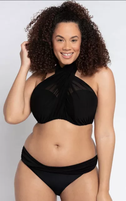 Curvy Kate Bikini-Oberteil Größe 38F LBS wrapsody schwarz Bandeau #REF55