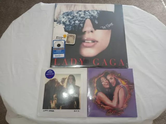 Lady Gaga The Fame 15th Ann. SEALED White LP w/Poster + G.U.Y. & Rain On Me 7"s!