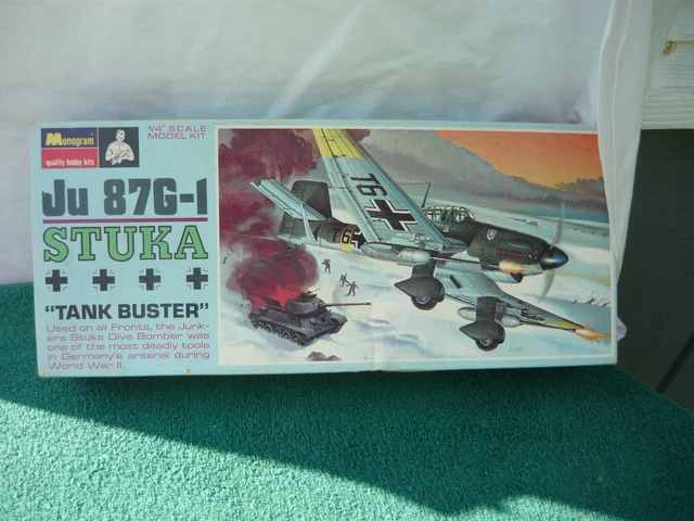 Monogram Ju 87G-1 Stuka Tank Buster Model Airplane Kit 1968 Original Box WW11