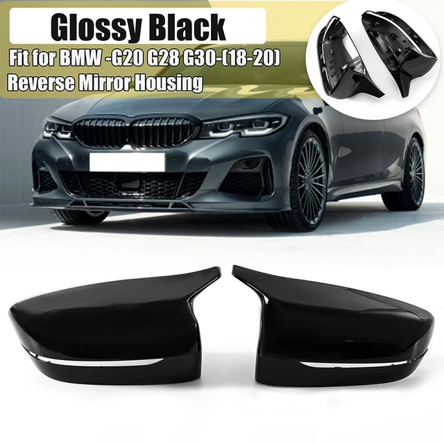 Pair For Bmw G20 G30 2017-20 M Style Gloss Black Side Wing Mirror Cover Cap Case