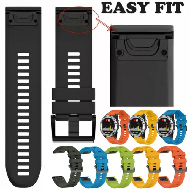 Für Garmin Fenix 5/5X Plus 6/6X Pro 7/7X Silikon Sport Armband 22/26mm Quick Fit