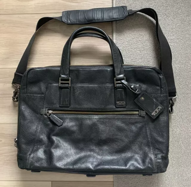 Tumi $595 Beacon Hill Vernon Briefcase Leather Laptop Bag Crossbody 68530D Black