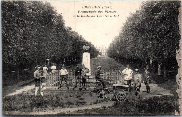27 BRETEUIL - promenade des plesses et buste de Ribot