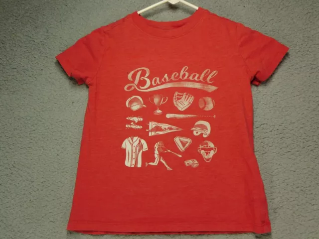Cat & Jack Boys Red Baseball T-Shirt-Size XS(4/5) NWT