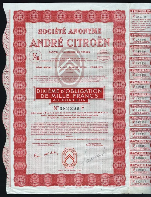 1935 France: Societe Anonyme Andre Citroen - Automobiles