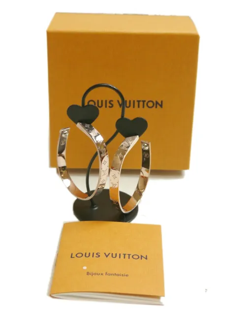 Authentic Louis Vuitton Nanogram 2D Earrings Gold Tone M00393 with