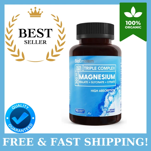 BIOEMBLEM TRIPLE MAGNESIUM Complex 300mg of Glycinate, Malate