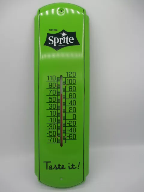 Sprite Metal 17" Thermometer Green Retro Taste It Logo