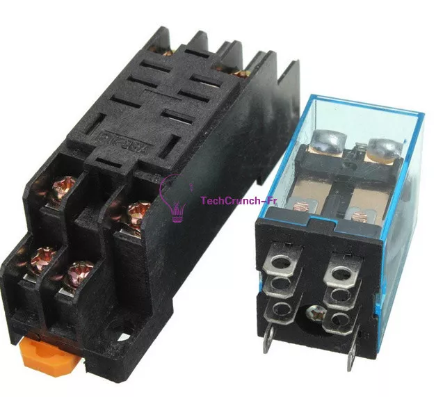 12V DC Coil Power Relay LY2NJ DPDT 8 Pin HH62P JQX-13F With Socket Base NEW