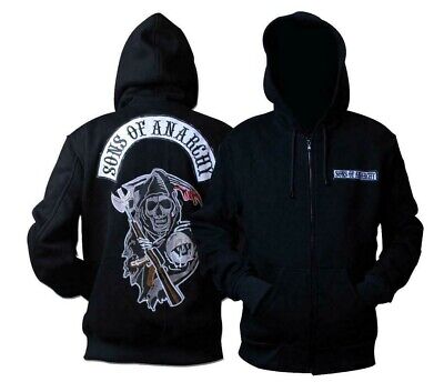Men's Sons Of Anarchy Biker Club Patch Toops Embroidered Hoodie Jacket Fleece