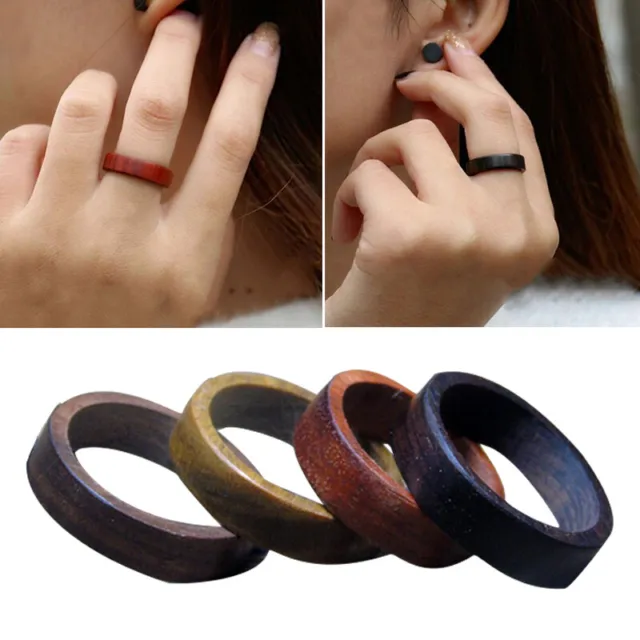 Party Jewelry Mens Ebony Ring Natural Wood Ring Gift Craft Finger Ring Ret