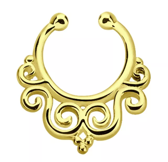 Piercing de Nariz Joya Falso Septum Pendiente Dorado Con Ornamentos En 1 , 0x9mm