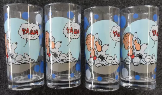 4x The Peanuts Snoopy Glass - Snoopy Und Linus Yawn! Glas - The Peanuts 3